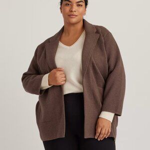 NWT Quince 100% Organic Cotton Knit Blazer 2X Heather Brown